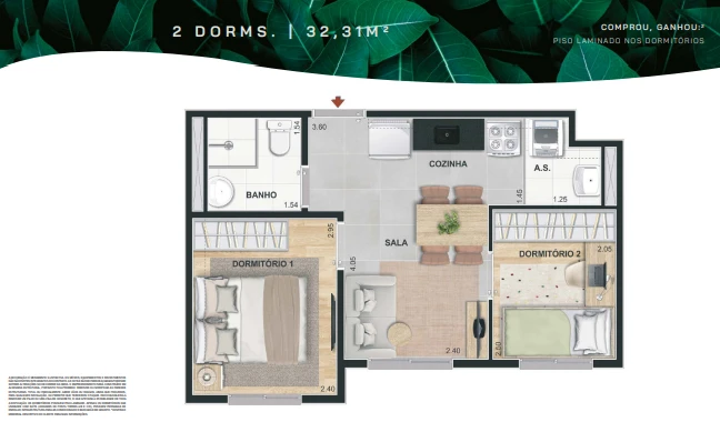 Planta de 2 Dormitórios 0