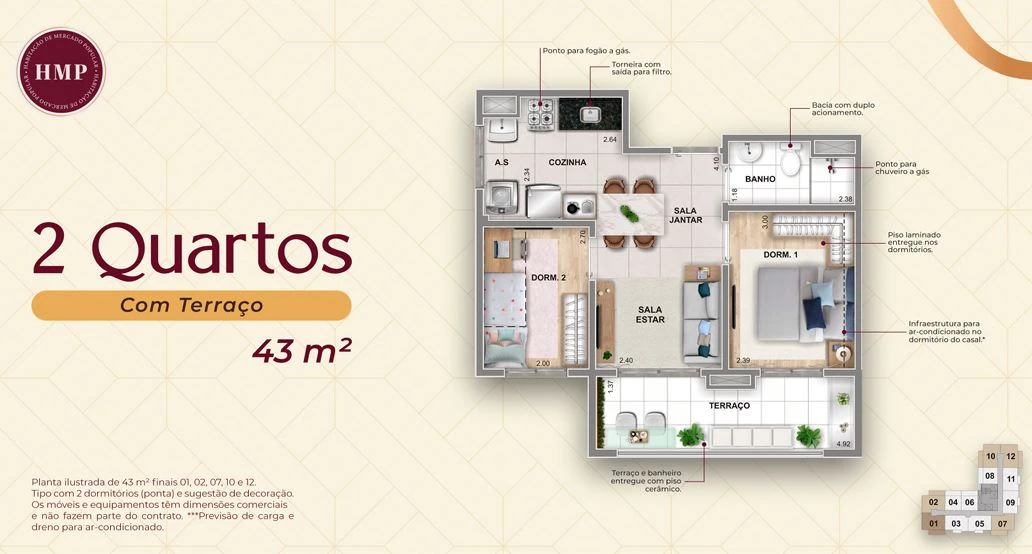 Planta de 2 Dormitórios 0