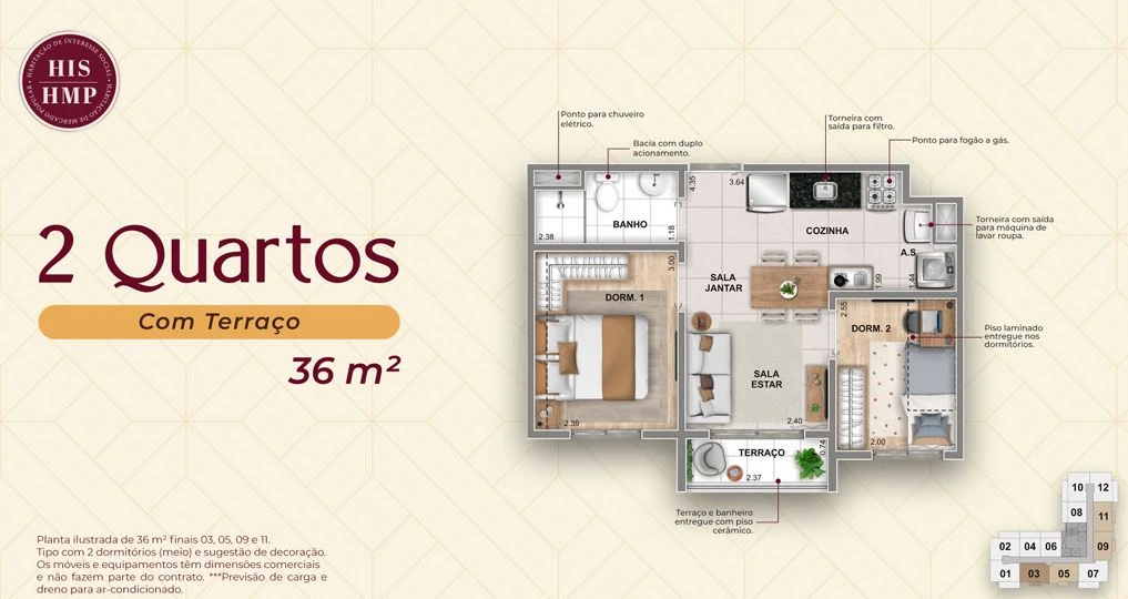 Planta de 2 Dormitórios 0