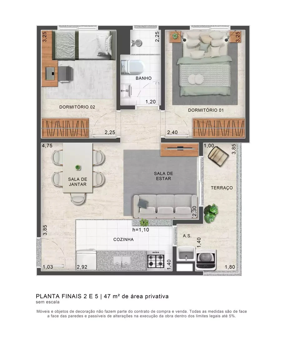 Planta de 2 Dormitórios 0