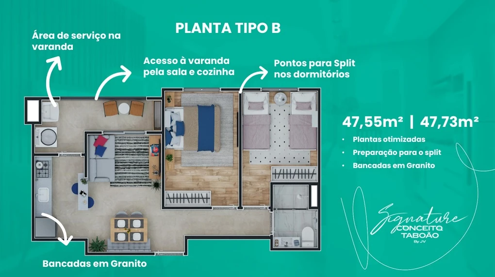 Planta de 2 Dormitórios 0
