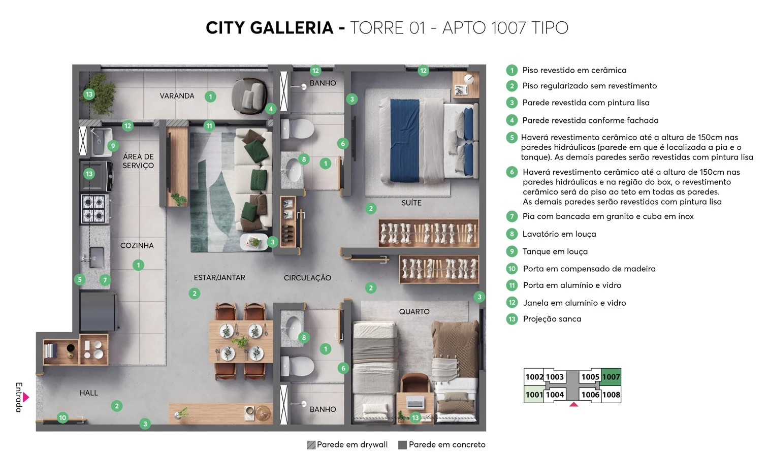 Planta de 2 dormitórios 0