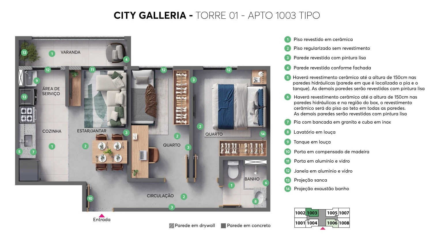 Planta de 2 dormitórios 0