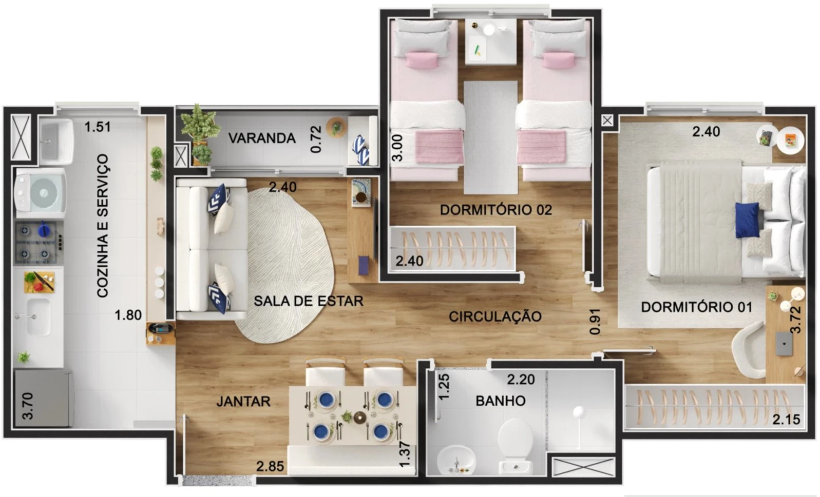 Planta 2 dormitórios 0