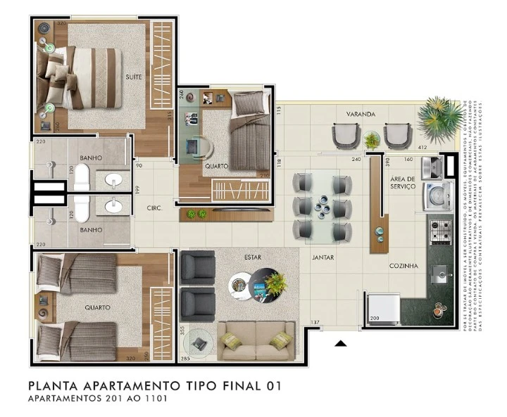 Planta 3 dormitórios 0