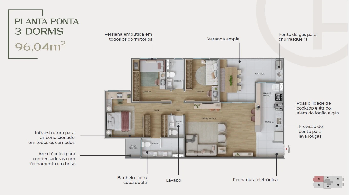 Planta 3 dormitórios 0