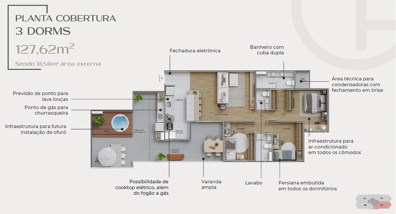Planta 3 dormitórios 0
