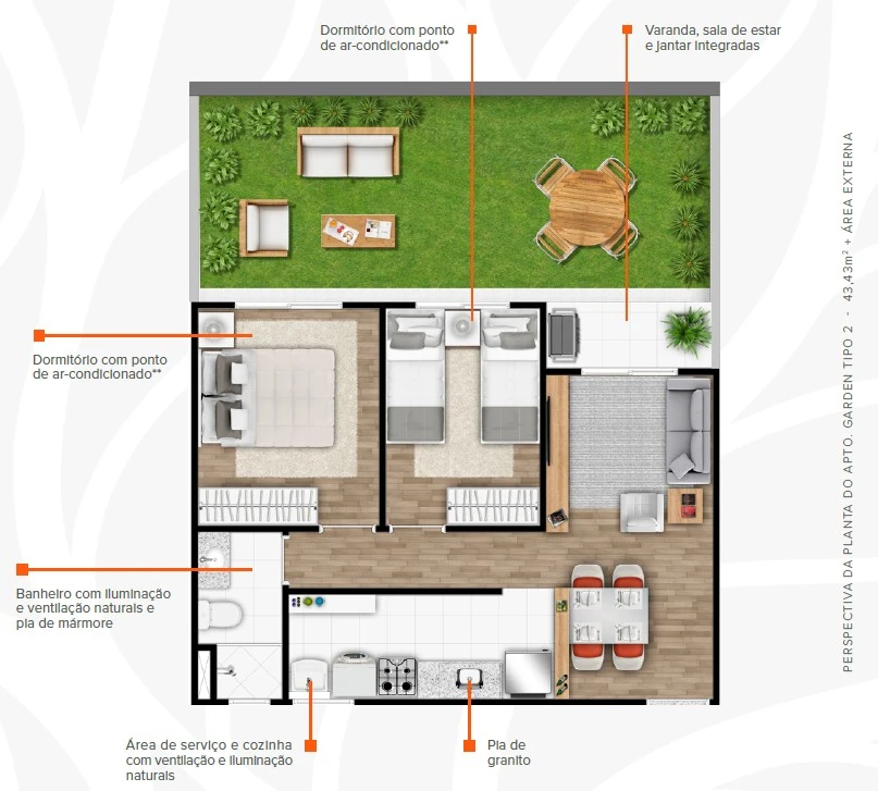 2 dormitórios com garden 0