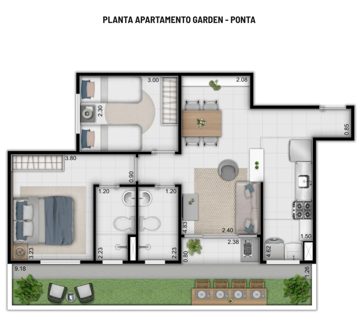 Planta 2 dorms com suite 0