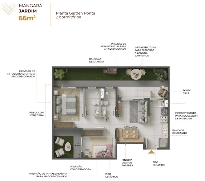 2 dormitórios com suite e garden 0