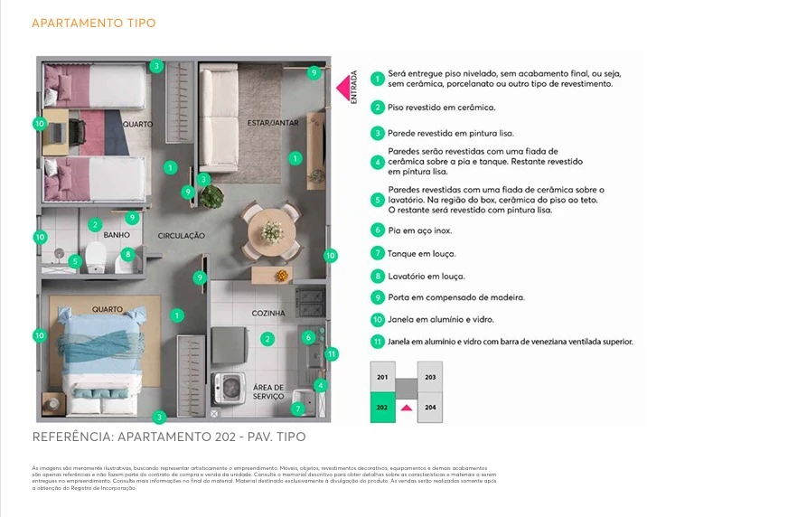 Planta com 2 dormitórios 0
