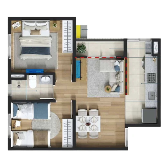Planta 2 dorms tipo A 0