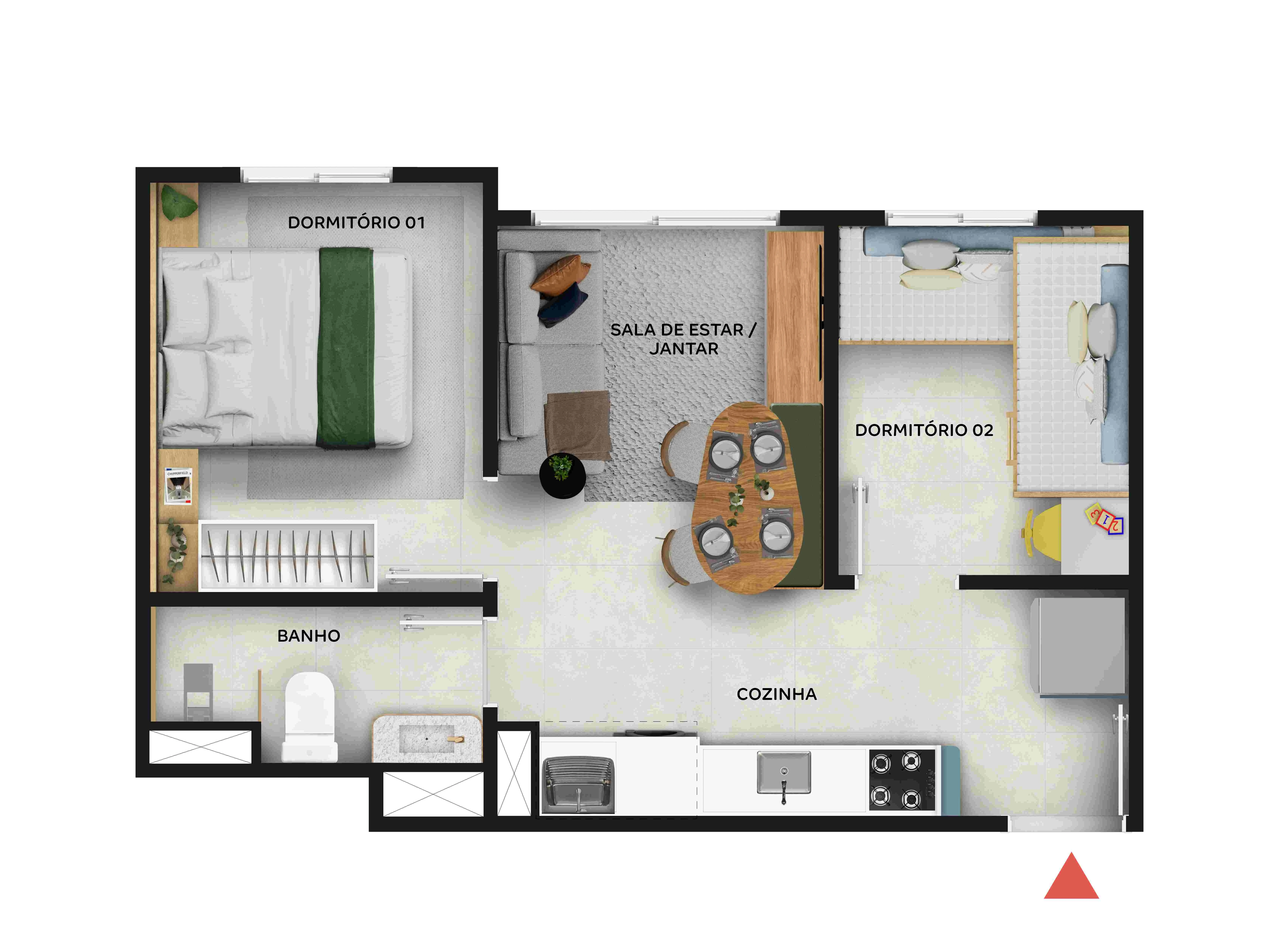 Plantas com 2 dormitórios 0