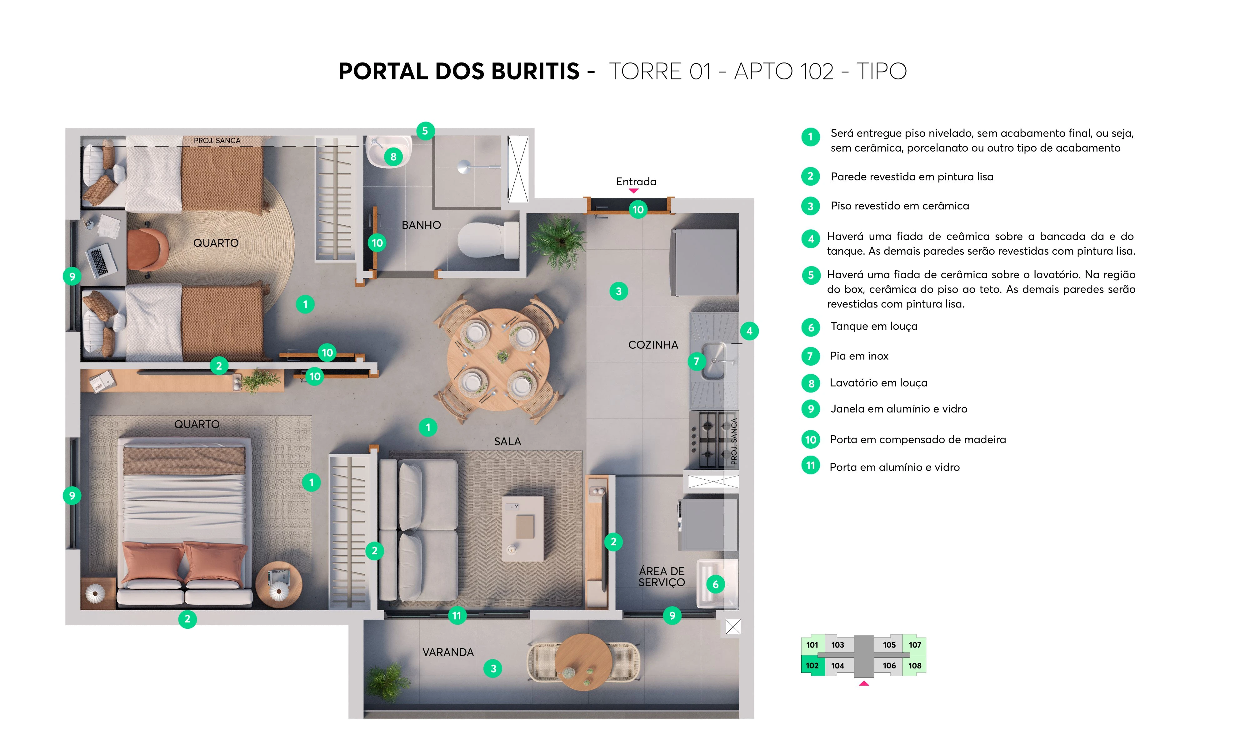 Planta 2 Dorm tipo Ponta 0