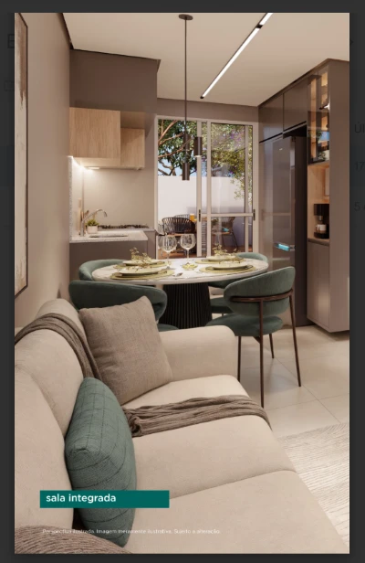SALA E COZINHA INTEGRADAS