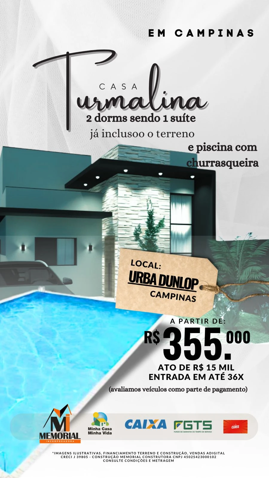 Casa Turmalina com Churrasqueira e Piscina