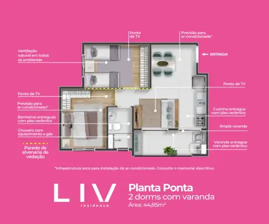Planta Ponta 2 dorms com varanda 0