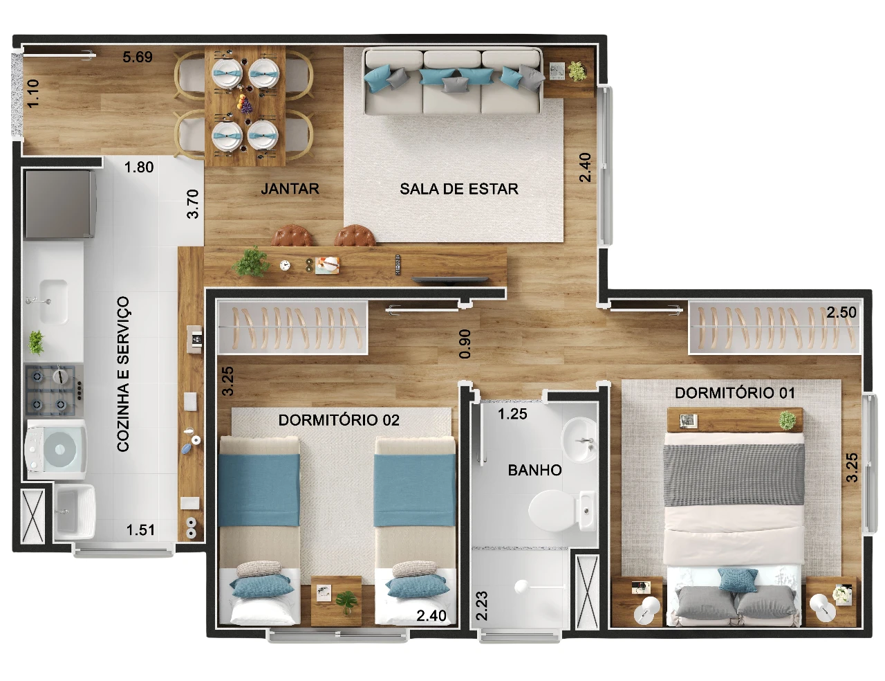 Planta Ponta 2 dorms 0
