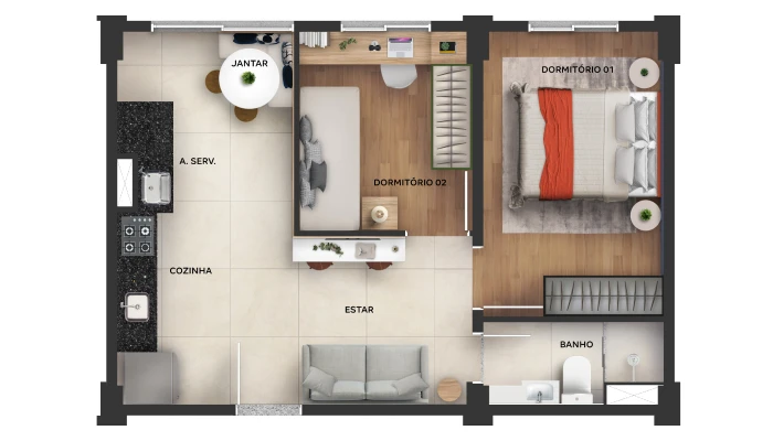 Planta Ponta 2 dorms 0