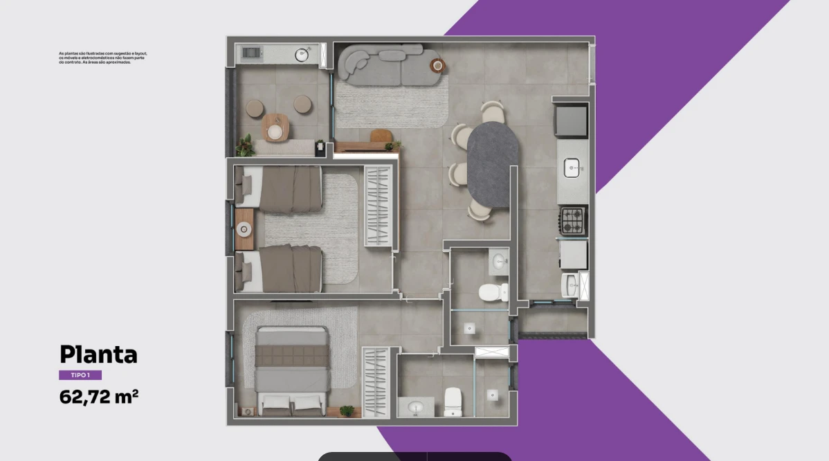 Planta 2 Dormitórios tipo 1 0