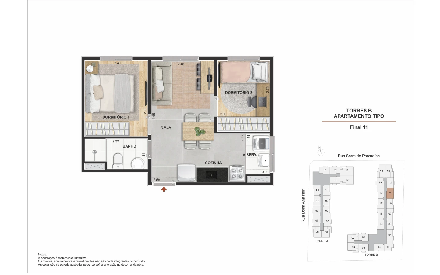Planta 2 dormitórios (opção 2) 0