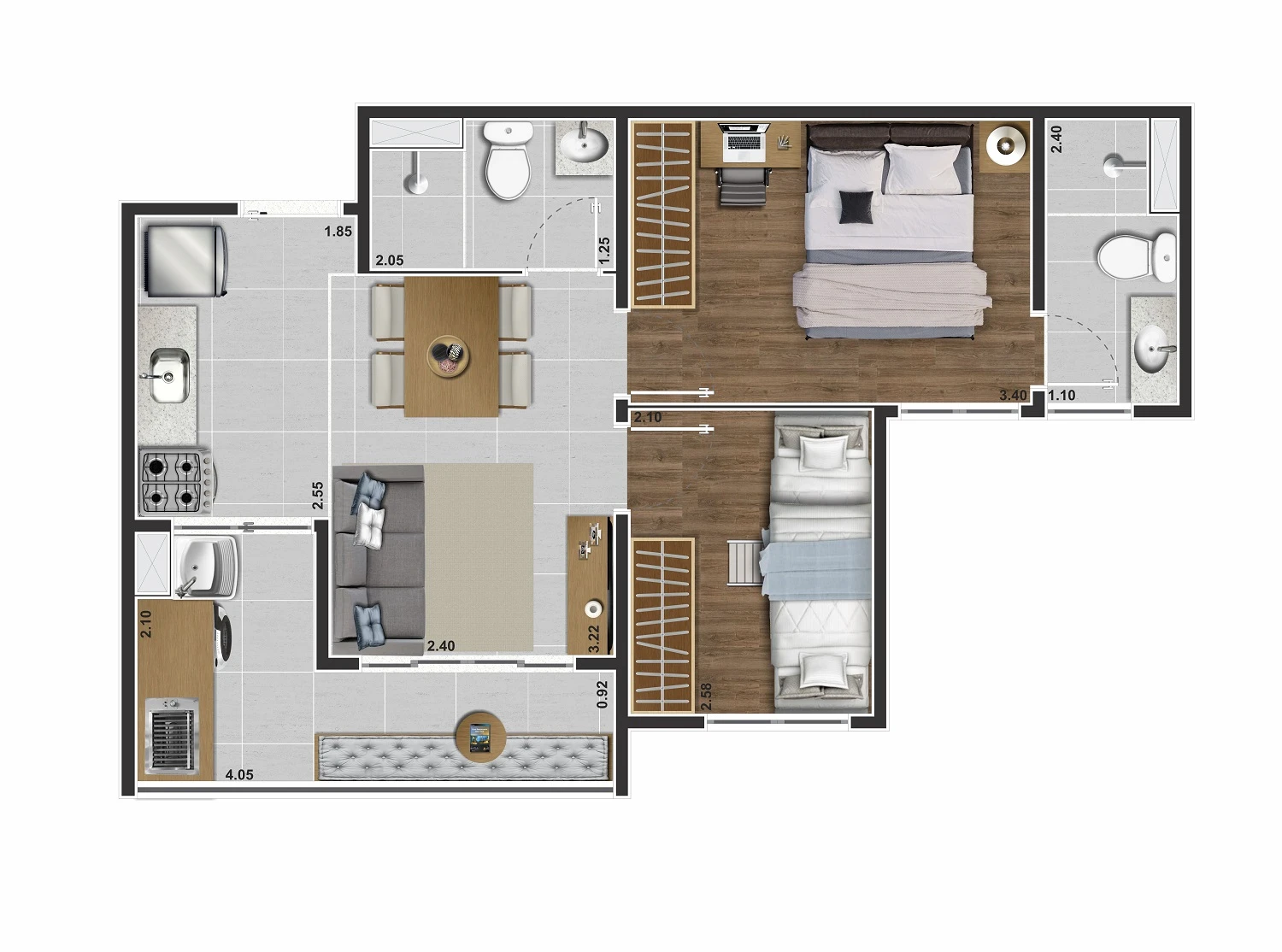 2 Quartos com suíte 0