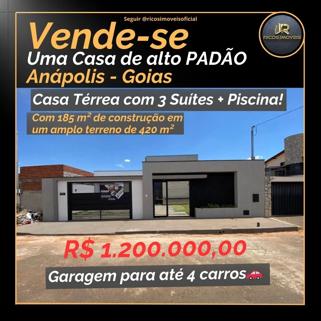 Casa Térrea Alto Padrão com 3 Suítes + Piscina! 0
