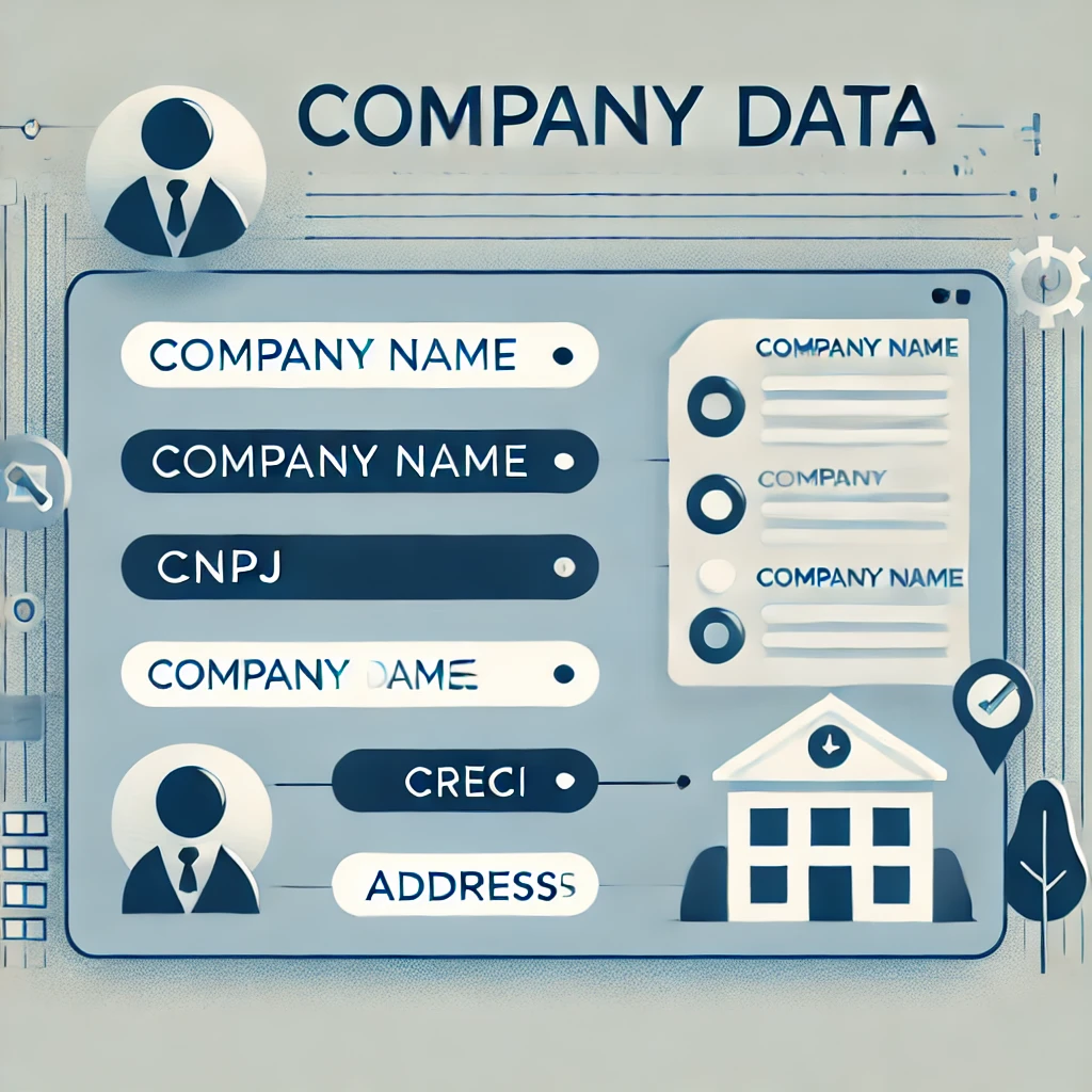 Configuração de Dados da Empresa: Nome, CNPJ, CRECI e Endereço