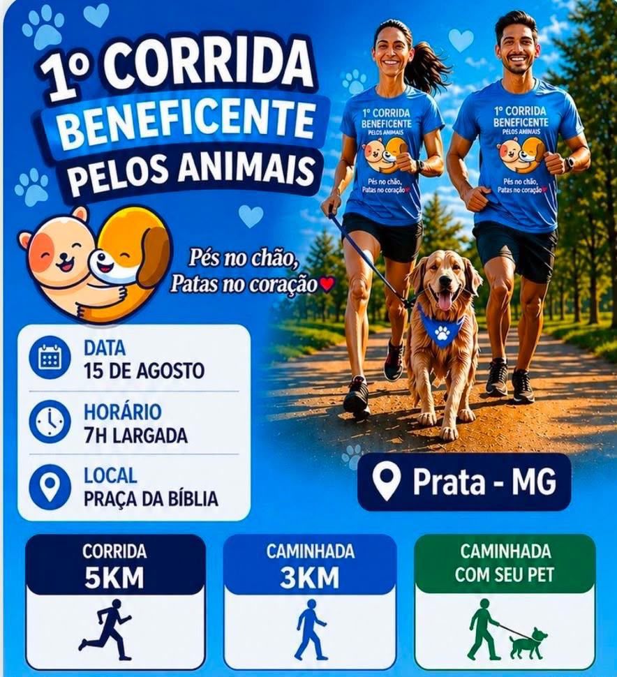 1º Corrida Beneficente pelos Animais acontece dia 15 de agosto