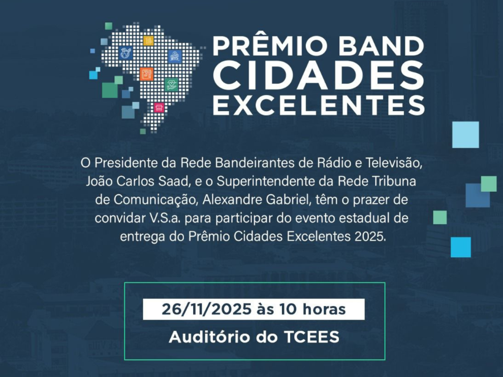 Capa da notícia Band/Rede Tribuna e Amunes convidam para premiação "Cidades Excelentes"