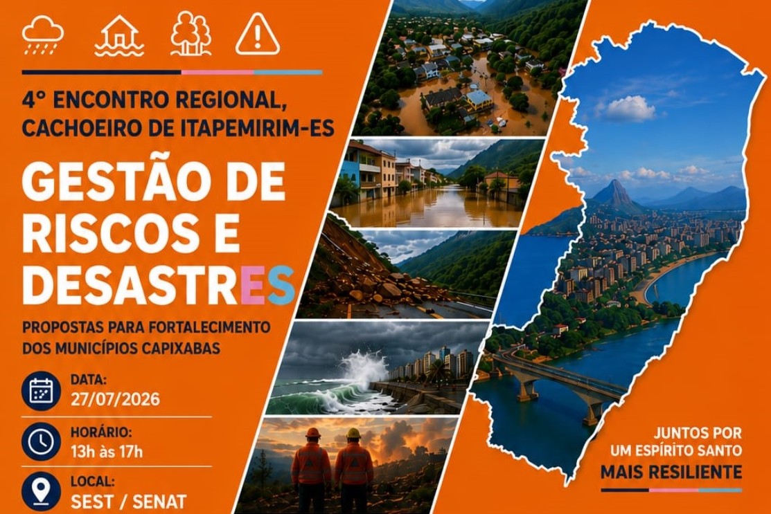 Capa da notícia MPES promove 4º Encontro Regional para fortalecer a gestão de riscos e desastres nos municípios capixabas