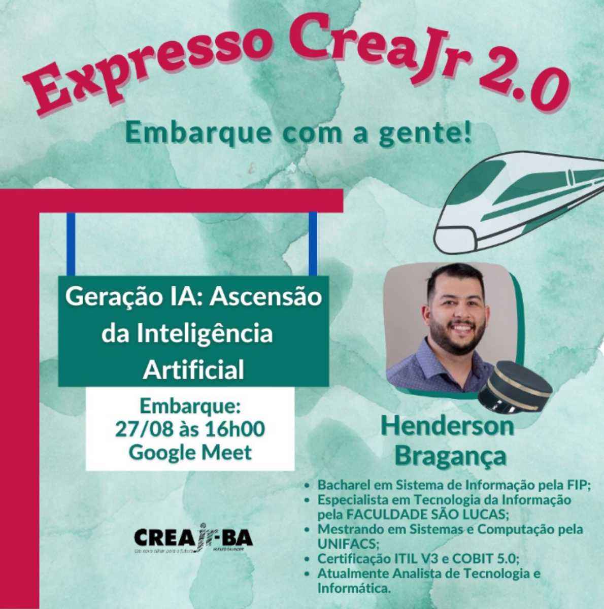 Capa da notícia Funcionário da Câmara Municipal de Porto Velho Henderson Bragança foi convidado a integrar o corpo de palestrantes do evento Expresso CreaJr 2.0 promovido pelo CREA do Estado da Bahia