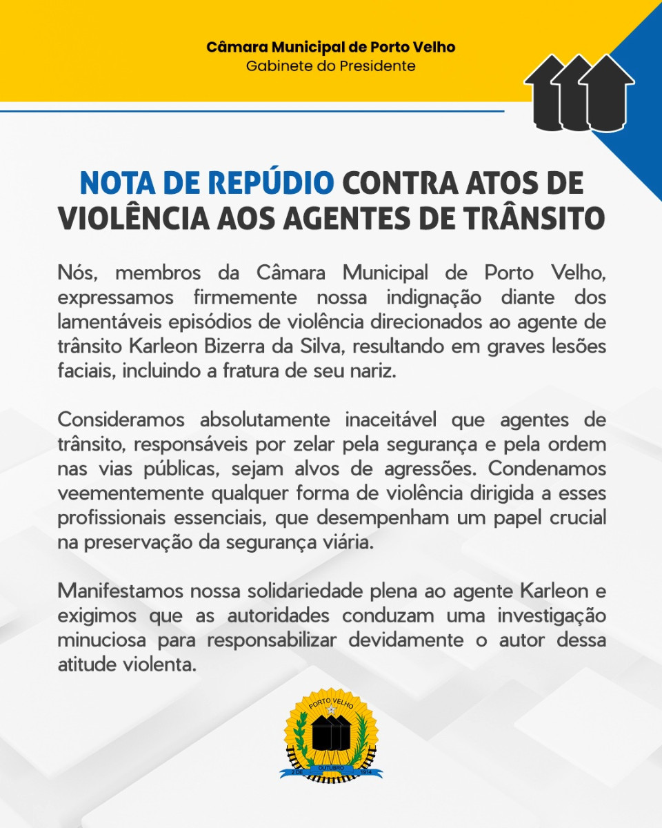 Capa da notícia NOTA DE REPÚDIO CONTRA ATOS DE VIOLÊNCIA AOS AGENTES DE TRÂNSITO