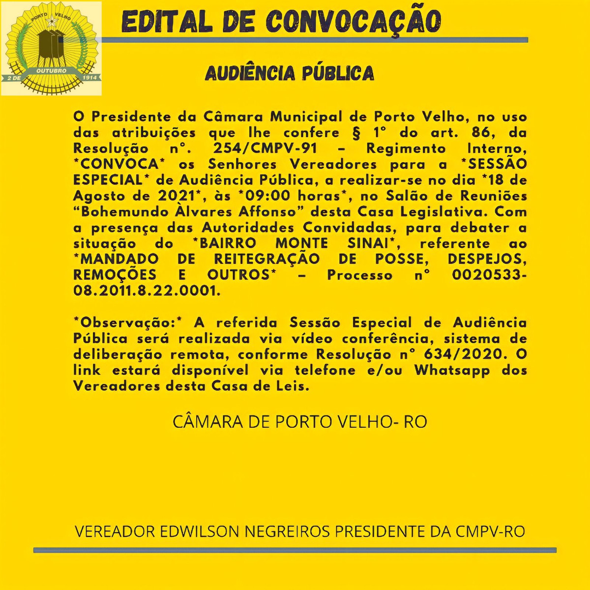 Capa da notícia Audiência Pública