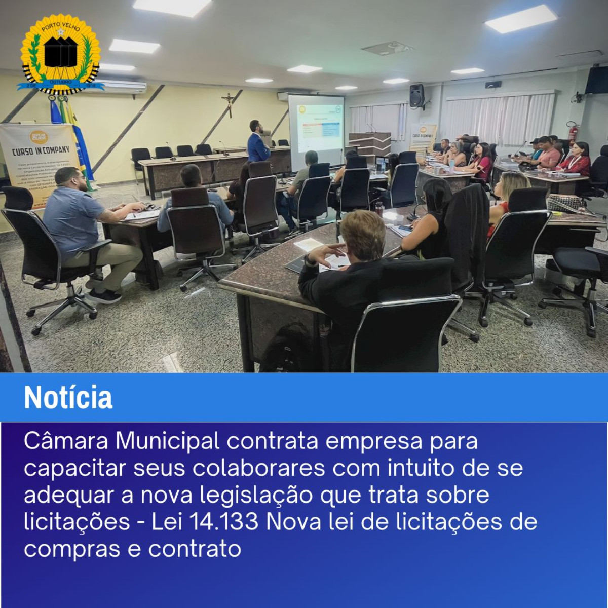 Capa da notícia Câmara Municipal contrata empresa para capacitar seus colaboradores com intuito de se adequar a nova legislação que trata sobre licitações Lei 14.333