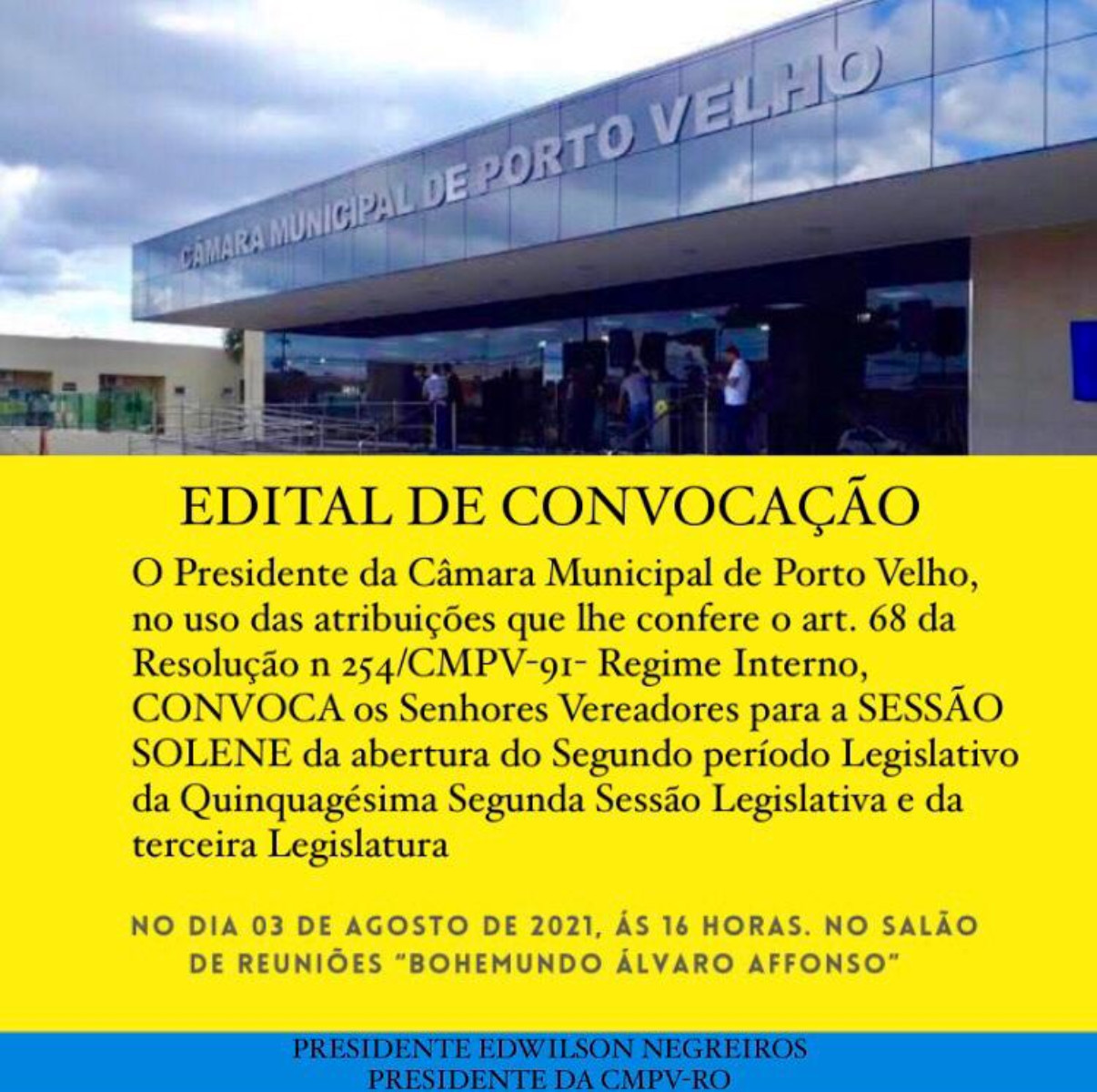 Capa da notícia Edital de Convocação. 