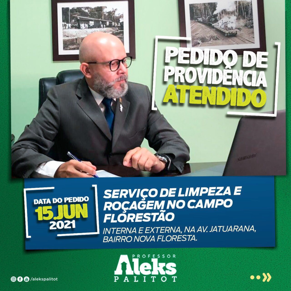 Capa da notícia Pedido de Providência para o Bairro Tucumanzal de autoria do Vereador Aleks Palitot é atendido. 