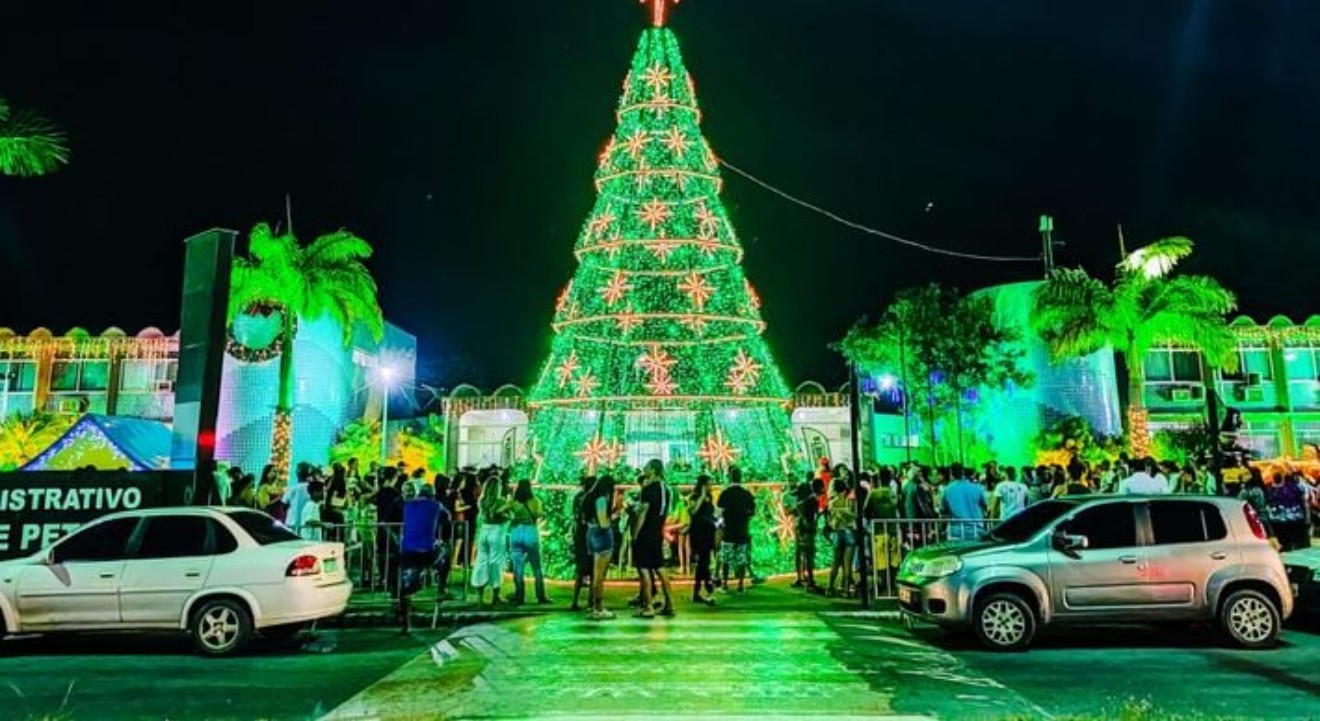 Árvores de Natal gigantes em Anchieta.