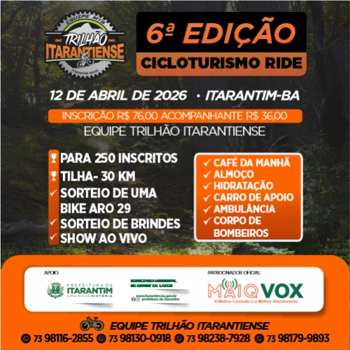 Banner do Evento 6º Cicloturismo Ride - 2026