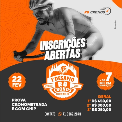 Banner do Evento 1° Desafio Rb Cronos