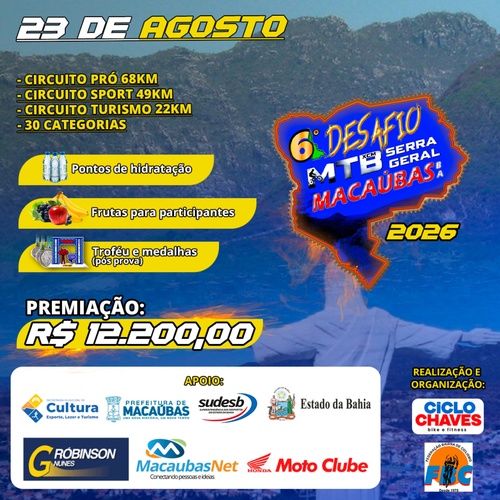 Banner do Evento 6º Desafio de MTB - Serra Geral 
