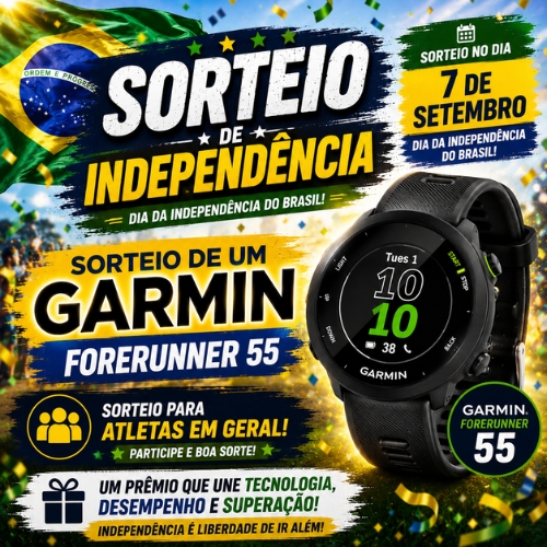 Banner do Evento Sorteio de um GARMIN Foreruner 55