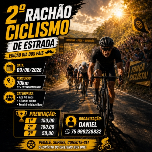 Banner do Evento 2º Rachão de Ciclismo de Estrada - Edição Dia dos Pais 