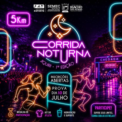 Banner do Evento Corrida Noturna do Jiquiri - 1ª Edição 