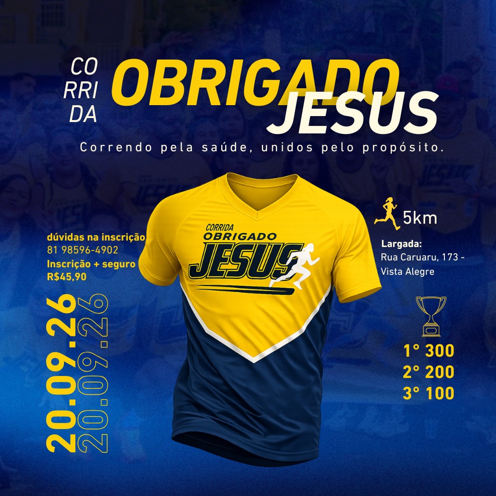 Banner do Evento Corrida Obrigado Jesus - 2026