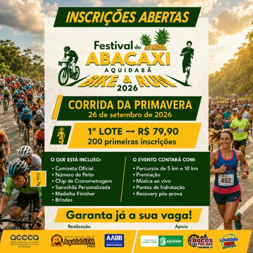 Banner do Evento Festival do Abacaxi - Corrida da Primavera - 2026 