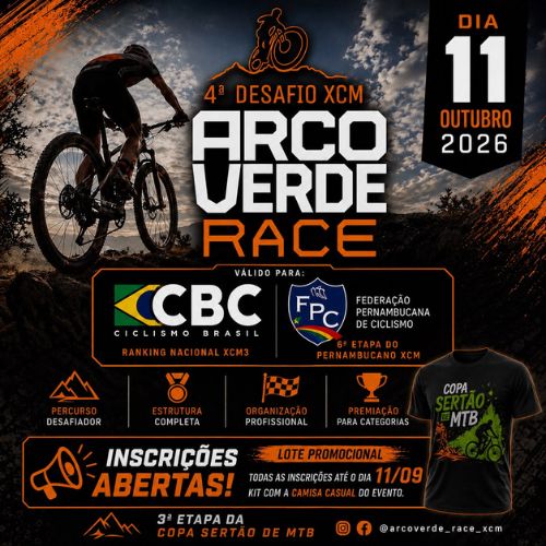 Banner do Evento 4º Desafio XCM - Arcoverde Race - 2026