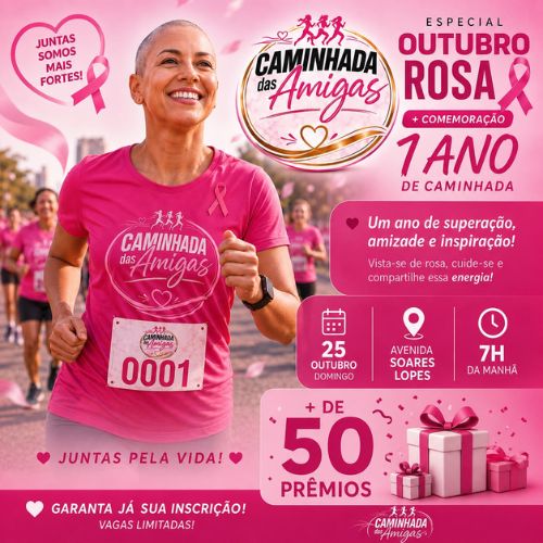 Banner do Evento Caminha das Amigas - Especial Outubro Rosa 