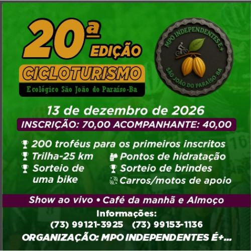 20ª Edição - Cicloturismo de São João do Paraíso - 2026