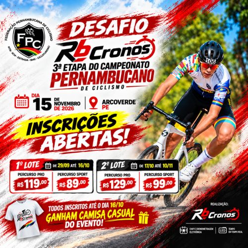 Banner do Evento Desafio RB Cronos - 3ª Etapa do Pernambucano 